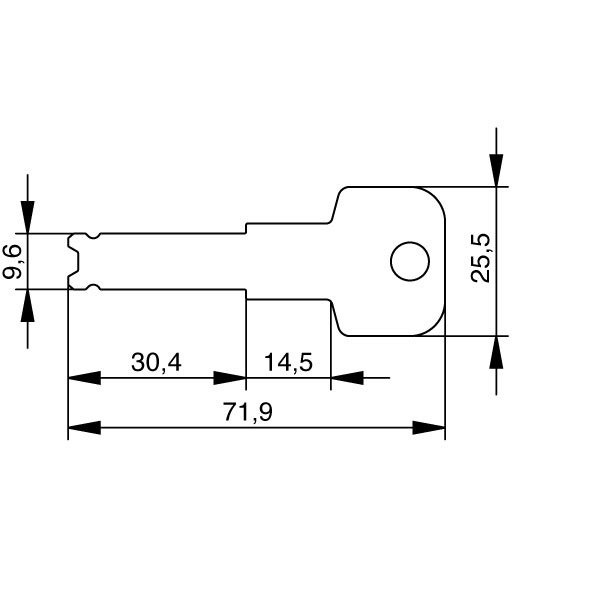 EVVA 4KS Schl&uuml;ssel mit verl&auml;ngertem Schl&uuml;sselhals