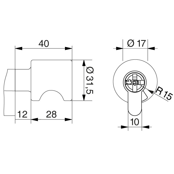 WINKHAUS Zylinderknauf Griffmulde