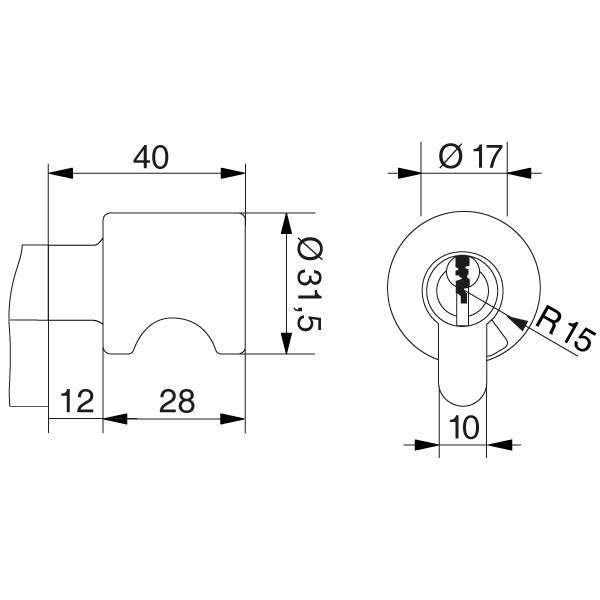 WINKHAUS Zylinderknauf Griffmulde