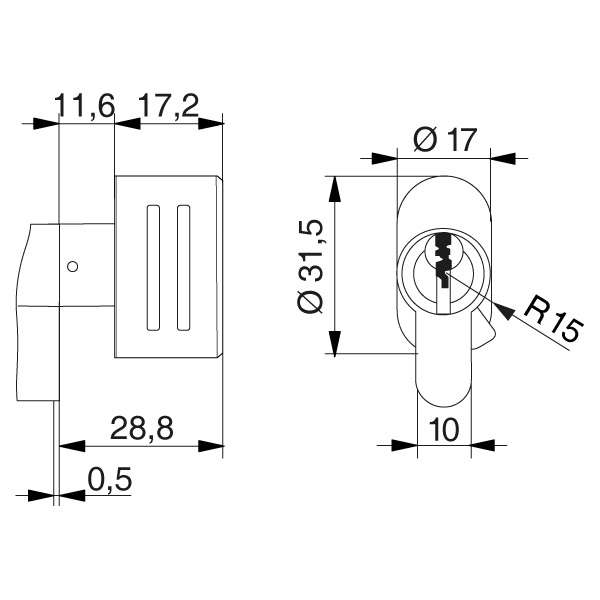 WINKHAUS Standard Zylinderknauf