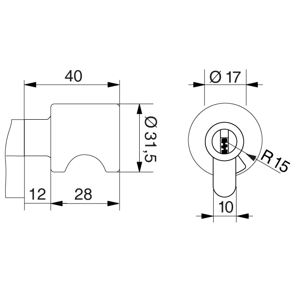 WINKHAUS Zylinderknauf Griffmulde