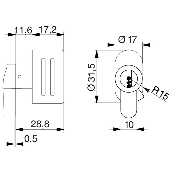 WINKHAUS Standard Zylinderknauf